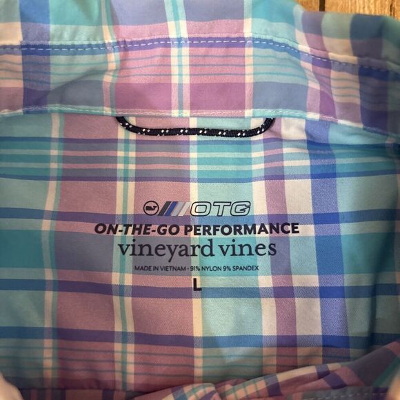 Vineyard Vines On The Go Performance Nylon Shirt Large Plaid - Picture 4 of 8
